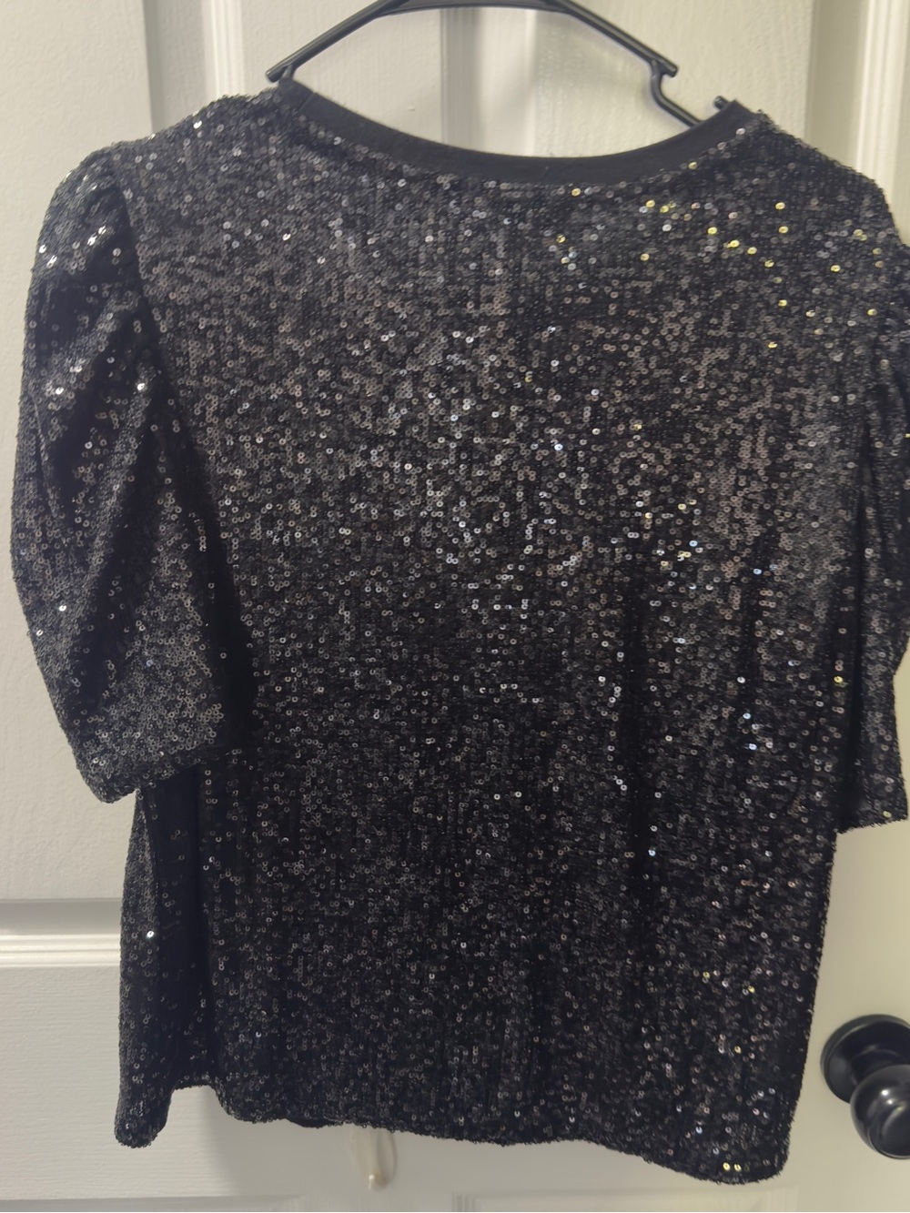 Rachel Zoe Black Sequin Short Sleeve Top